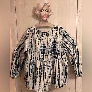 Navy and White Mock Tie Die babydoll